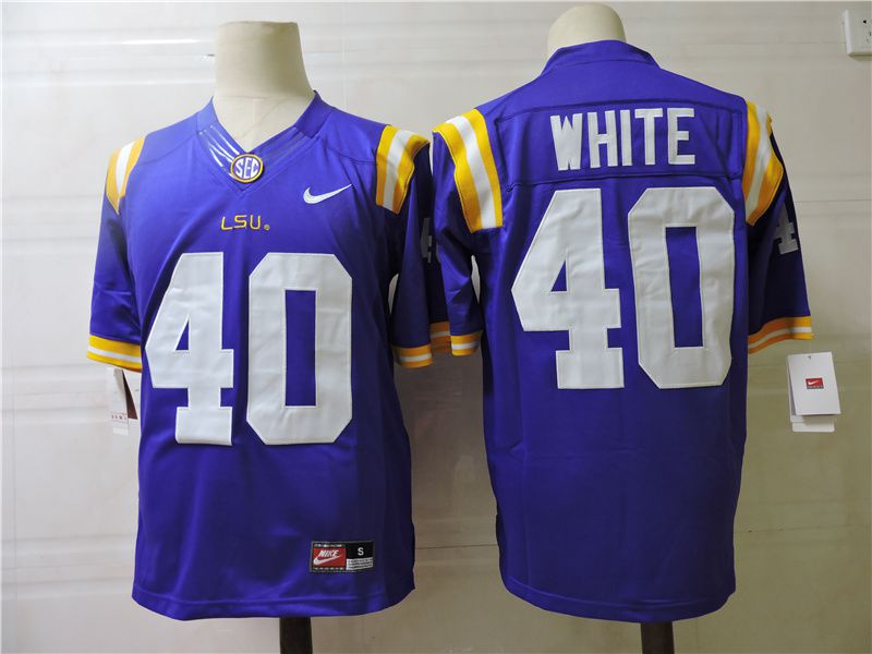 Men LSU Tigers #40 White Purple Nike 2025 NCAA Jersey->ncaa teams->NCAA Jersey